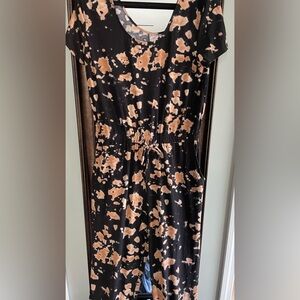 Black and Tan Floral Jumpsuit